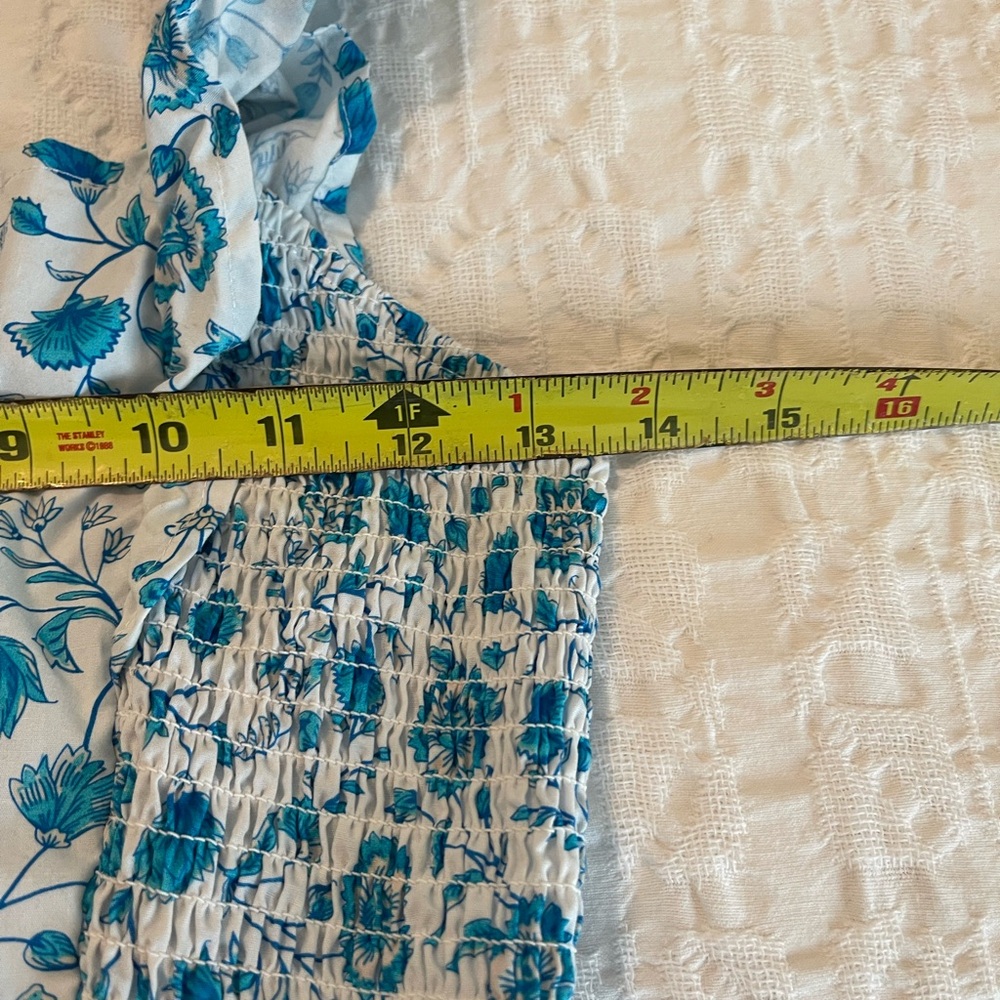 Draper James Blue Floral Print Flutter Sleeve Smocked Midi Sundress Like New - Picture 3 of 8